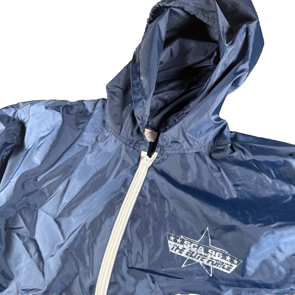 VTG Aqua‎ Sheen Windbreaker Jacket Mens L Blue Top Gun The Elite Force packable